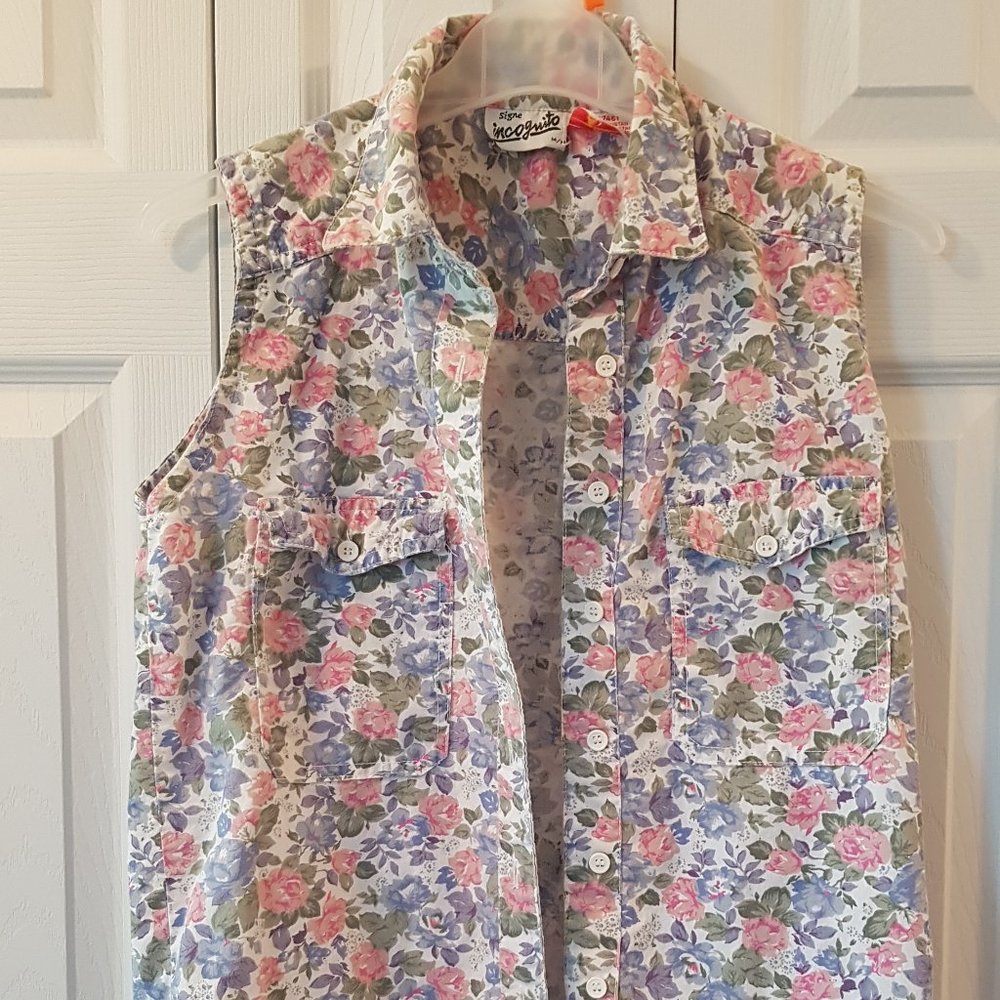 Vintage medium floral cotton top